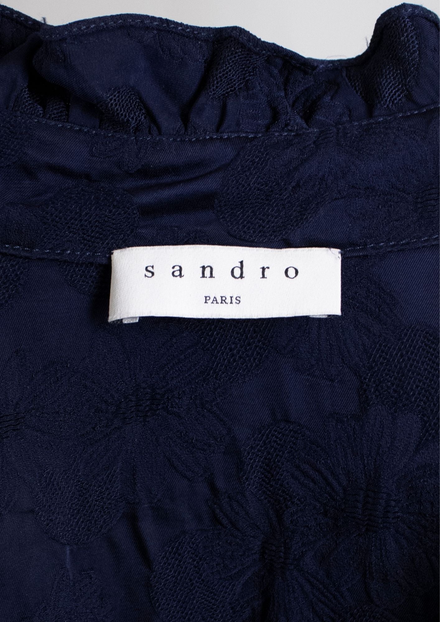 Sandro Paris Navy Jacquard Ruffle Dress - Reloved - Timeless Styles