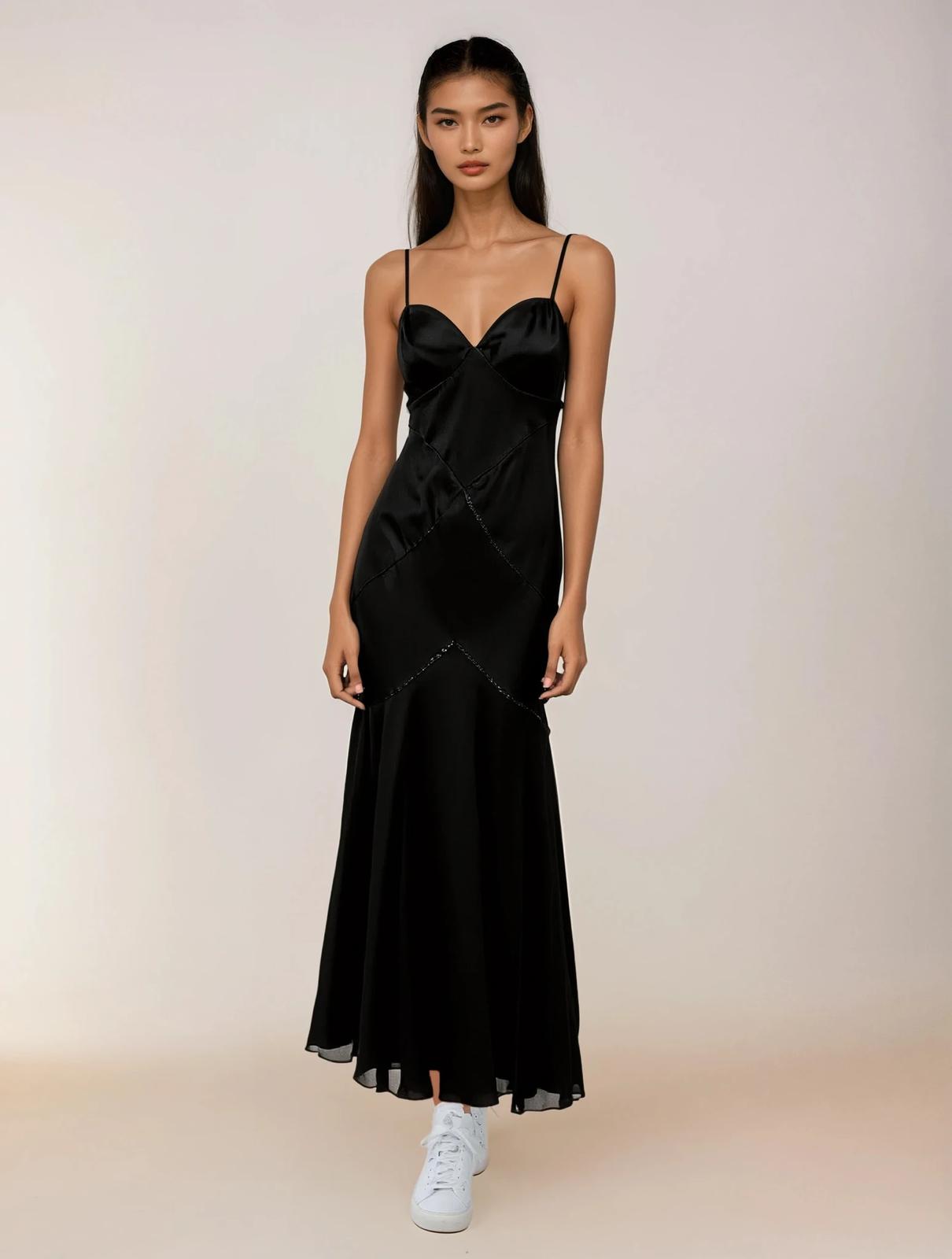 Amanda Wakeley Black Spaghetti Strap Gown - Reloved - Evening and Occasion Wear