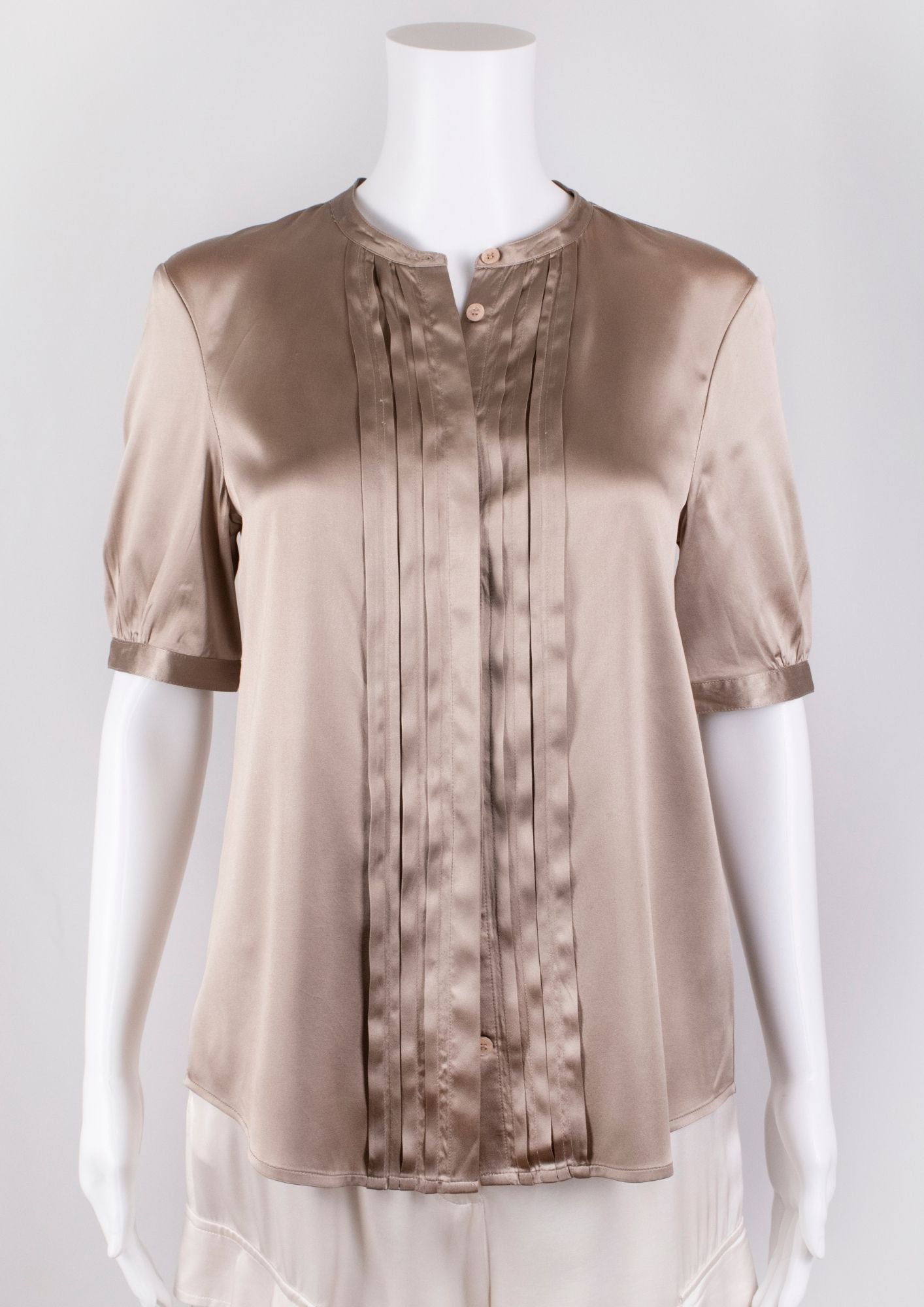 Burberry Taupe Silk Blouse - Reloved - Timeless Styles