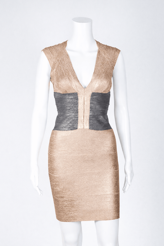 Hervé Léger Gold Dress - Reloved - Timeless Styles