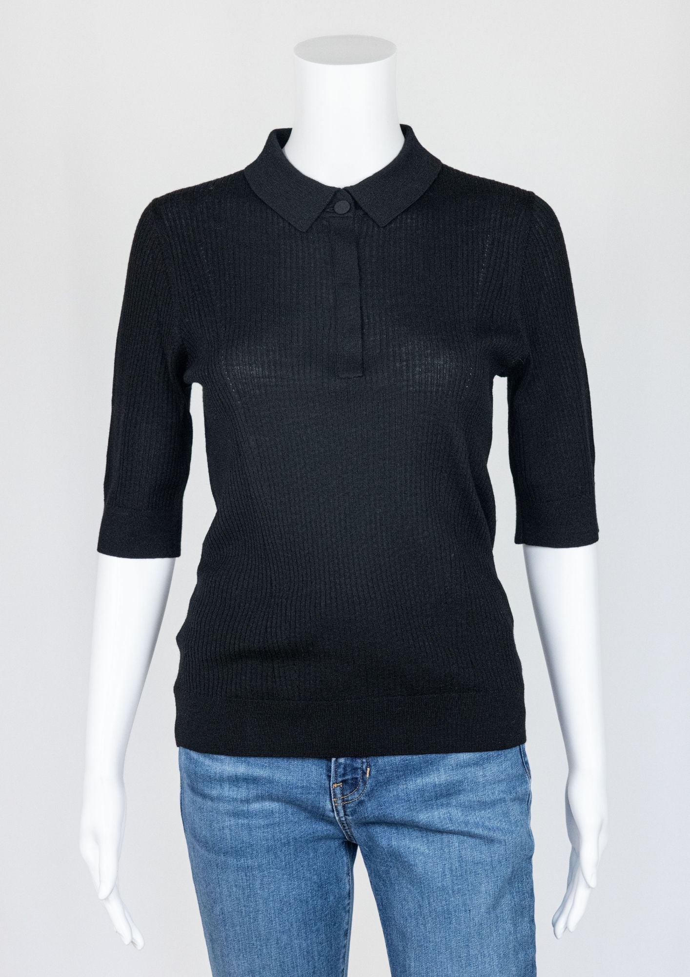 Jigsaw Collared Black Top - Reloved - Timeless Styles