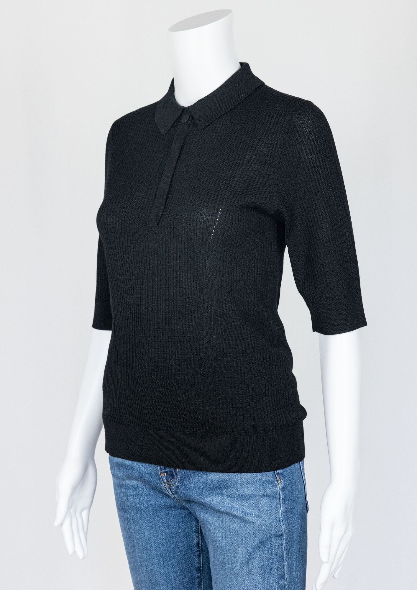 Jigsaw Collared Black Top - Reloved - Timeless Styles