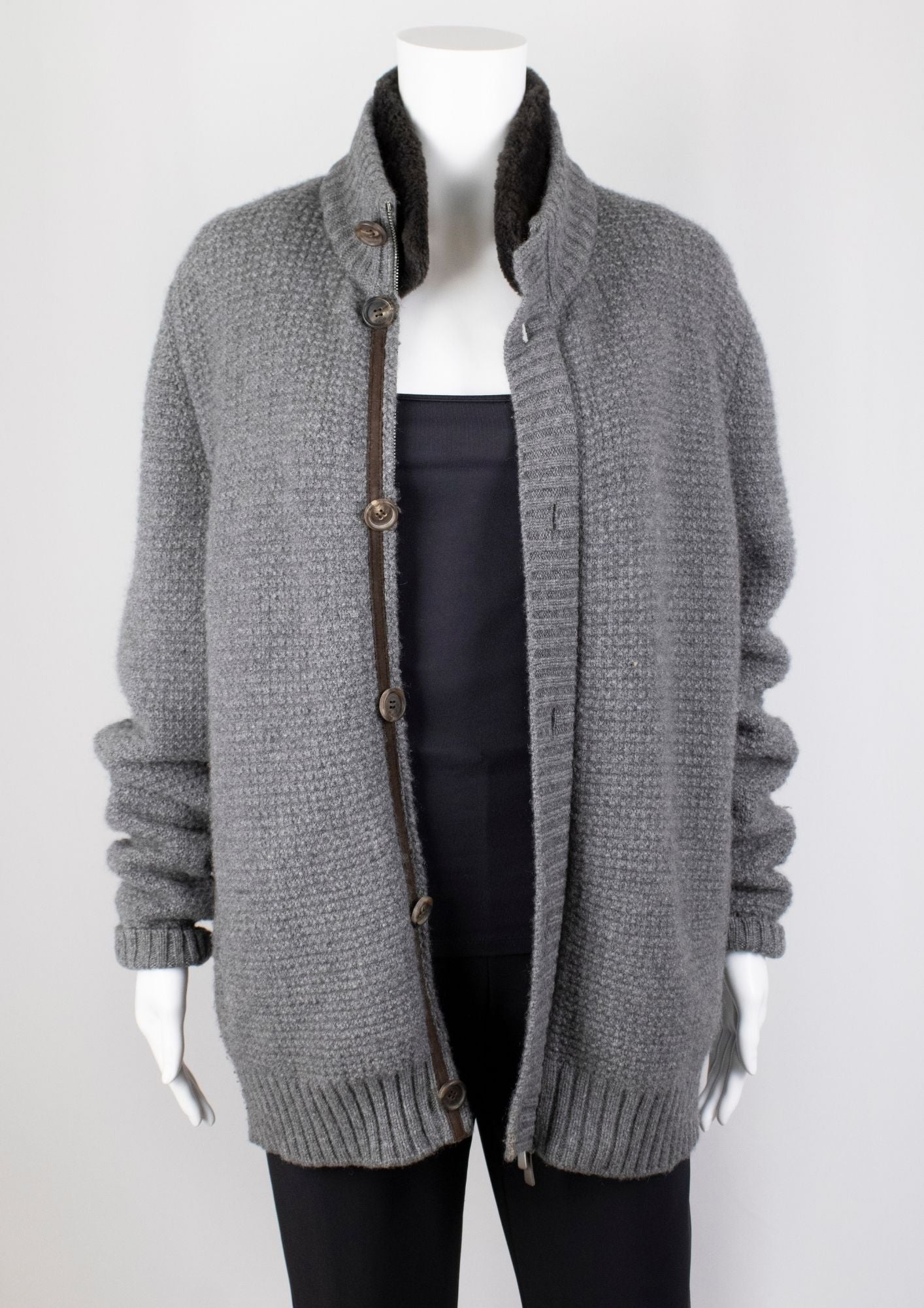 Malo Grey Button - Up Jumper - Reloved - Timeless Styles