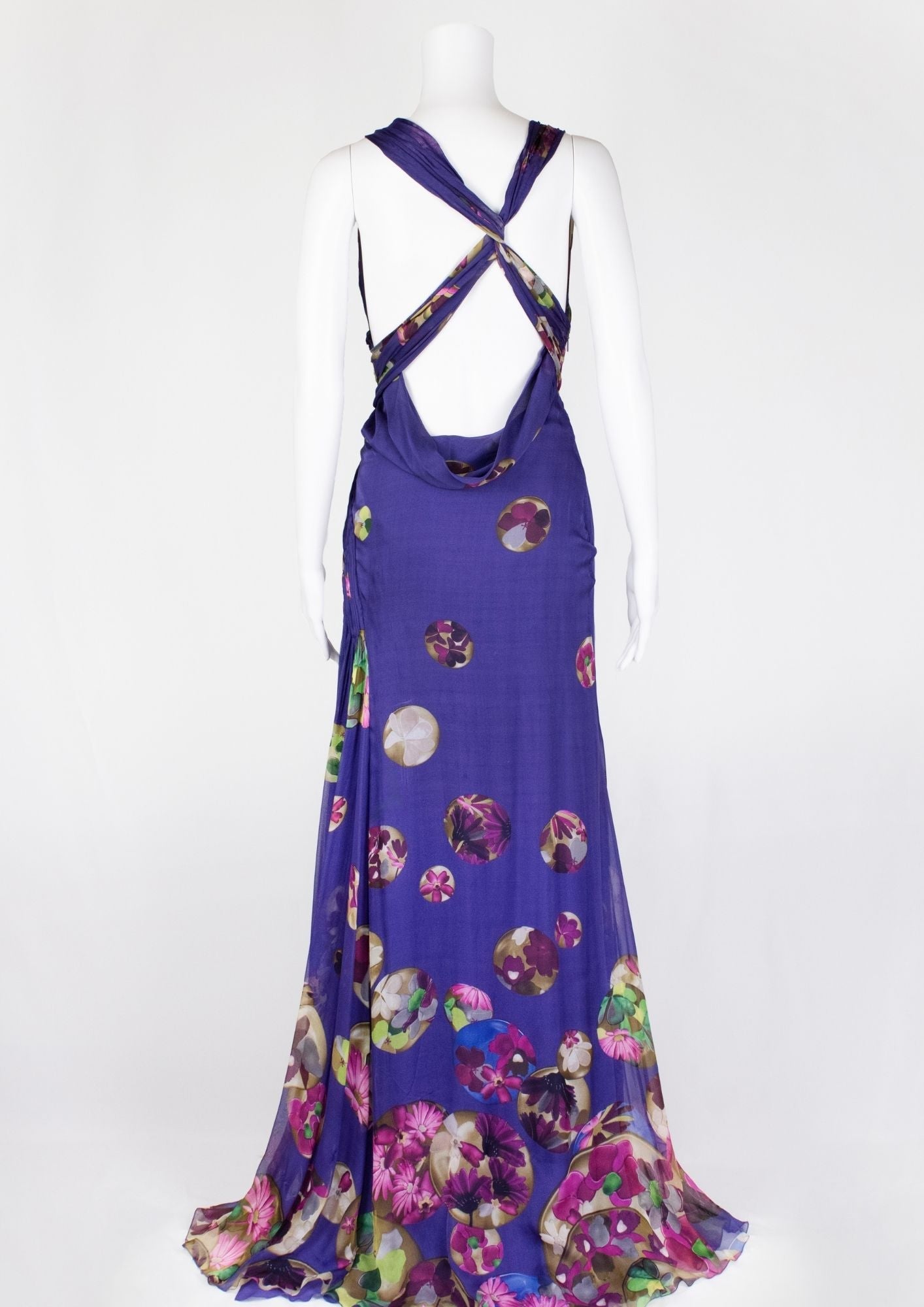 versace exclusive multicolor floral turtleneck long sleeve dress Versace Short-Sleeve Multicolored Silk Dress